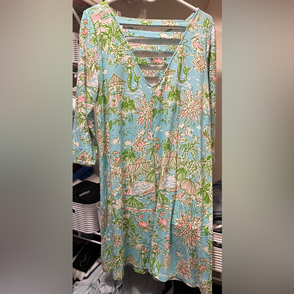 Lilly Pulitzer Blue, Pink & Green Tropical Print Dress - Picture 2 of 3